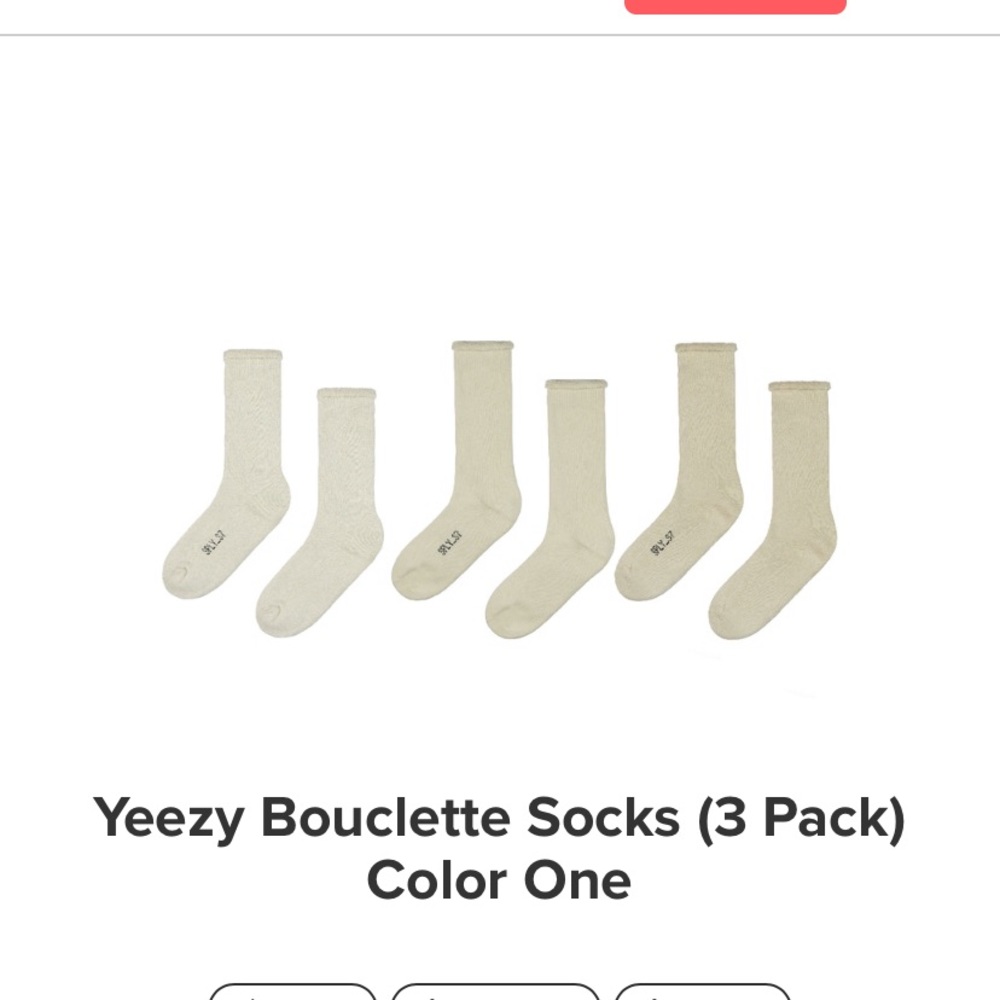 Authentic Yeezy Bouclette Socks (3 Pack) Color One